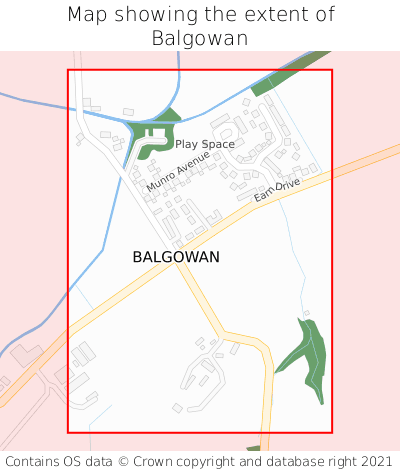 Map showing extent of Balgowan as bounding box