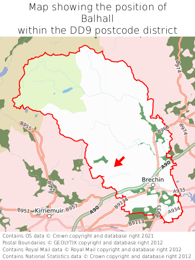 Map showing location of Balhall within DD9