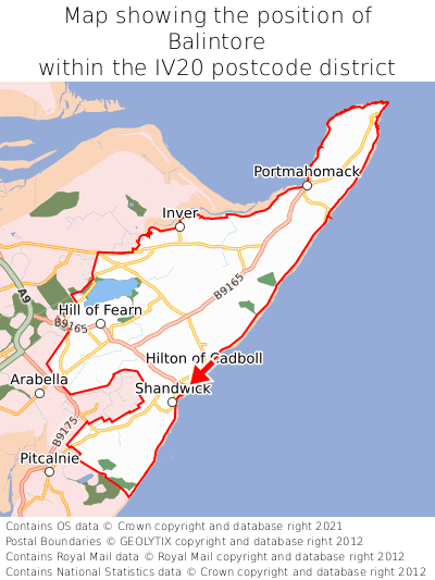 Map showing location of Balintore within IV20