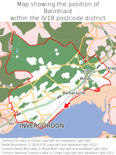 Map showing location of Balintraid within IV18