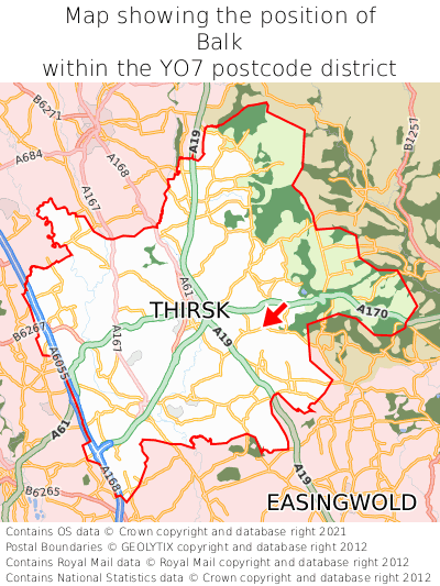 Map showing location of Balk within YO7