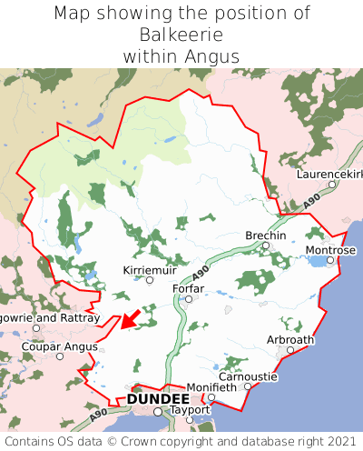 Map showing location of Balkeerie within Angus