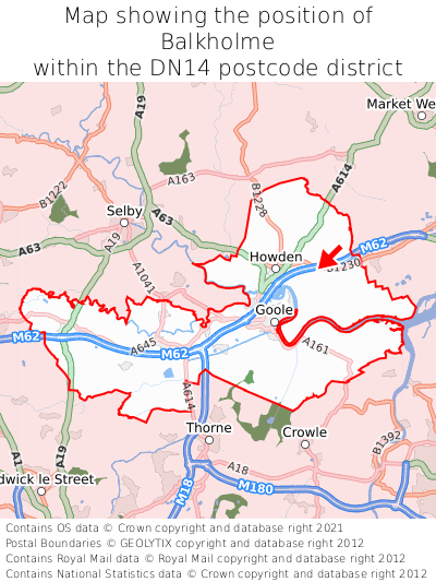 Map showing location of Balkholme within DN14