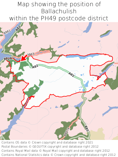 Map showing location of Ballachulish within PH49