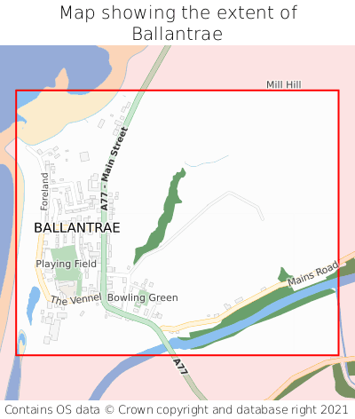 Map showing extent of Ballantrae as bounding box