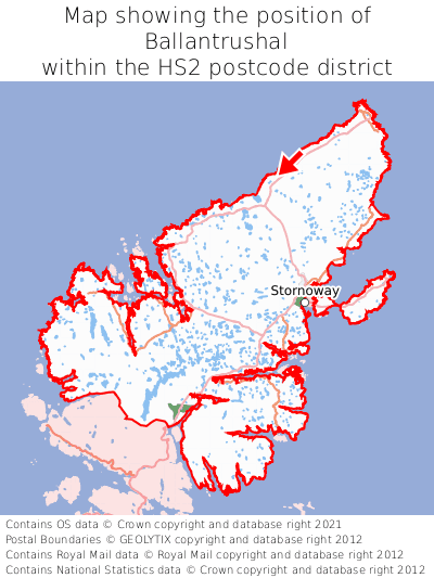 Map showing location of Ballantrushal within HS2