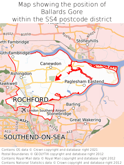 Map showing location of Ballards Gore within SS4