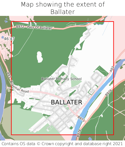 Map showing extent of Ballater as bounding box