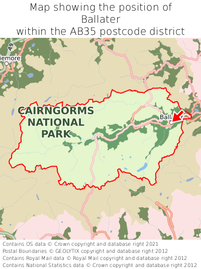 Map showing location of Ballater within AB35