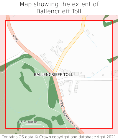 Map showing extent of Ballencrieff Toll as bounding box