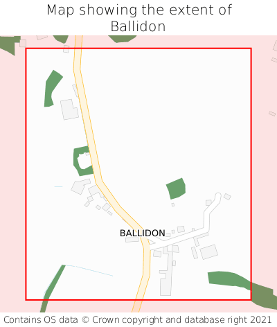 Map showing extent of Ballidon as bounding box