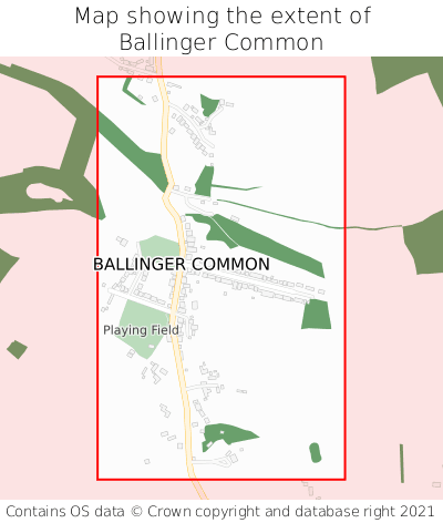 Map showing extent of Ballinger Common as bounding box
