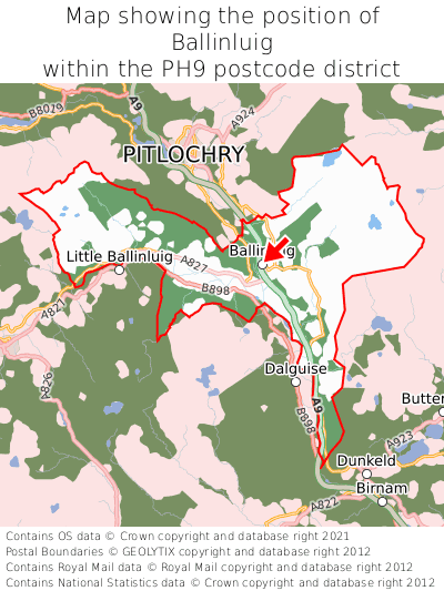 Map showing location of Ballinluig within PH9
