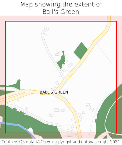 Map showing extent of Ball's Green as bounding box