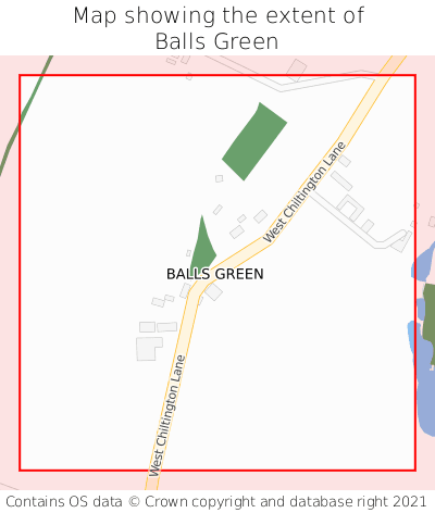 Map showing extent of Balls Green as bounding box