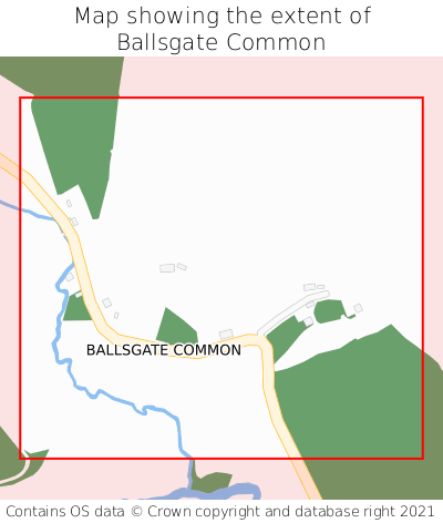 Map showing extent of Ballsgate Common as bounding box