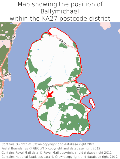 Map showing location of Ballymichael within KA27