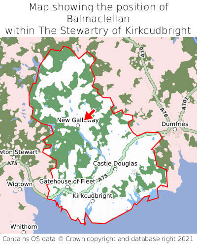 Map showing location of Balmaclellan within The Stewartry of Kirkcudbright