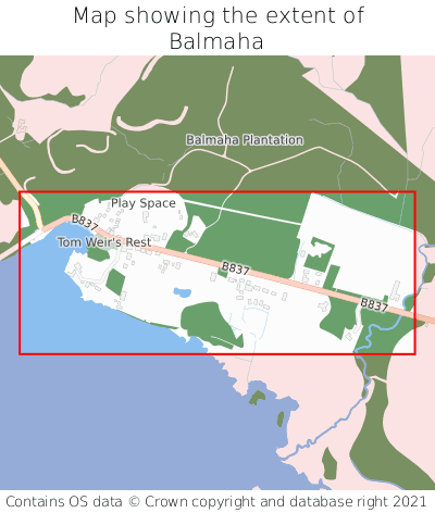 Map showing extent of Balmaha as bounding box