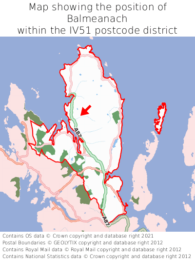 Map showing location of Balmeanach within IV51