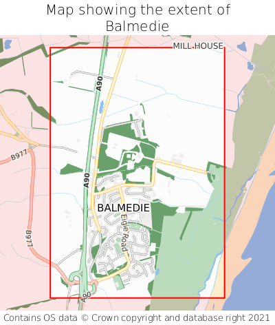Map showing extent of Balmedie as bounding box