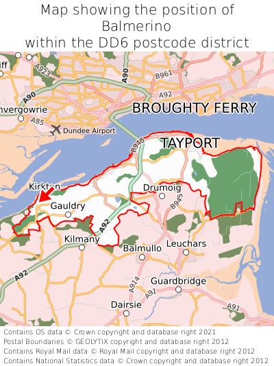 Map showing location of Balmerino within DD6