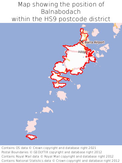 Map showing location of Balnabodach within HS9