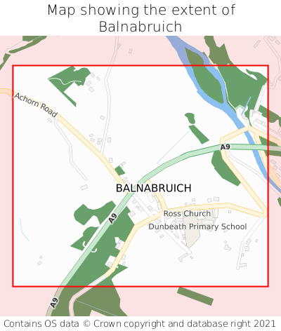 Map showing extent of Balnabruich as bounding box