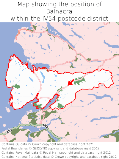 Map showing location of Balnacra within IV54