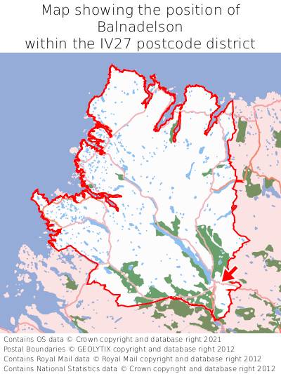 Map showing location of Balnadelson within IV27