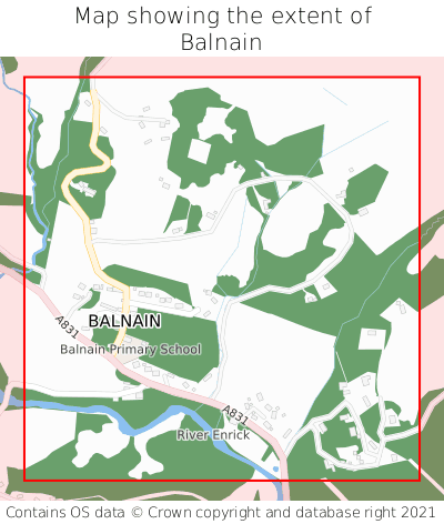 Map showing extent of Balnain as bounding box