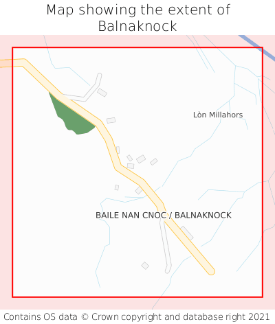 Map showing extent of Balnaknock as bounding box