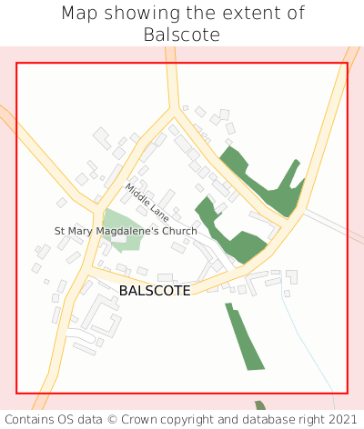 Map showing extent of Balscote as bounding box