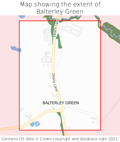 Map showing extent of Balterley Green as bounding box