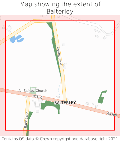 Map showing extent of Balterley as bounding box