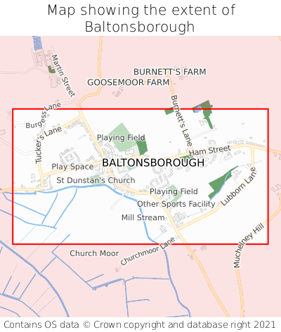 Map showing extent of Baltonsborough as bounding box