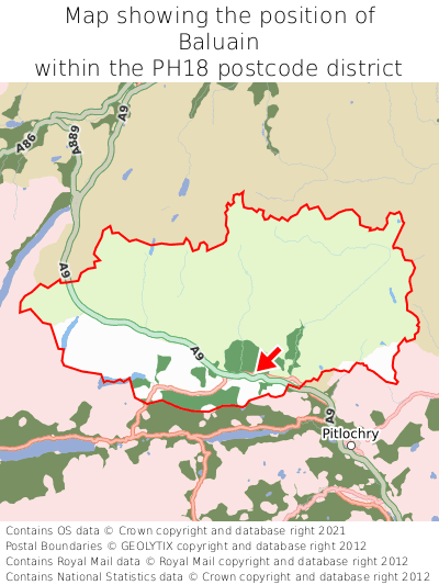 Map showing location of Baluain within PH18