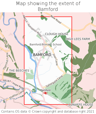 Map showing extent of Bamford as bounding box