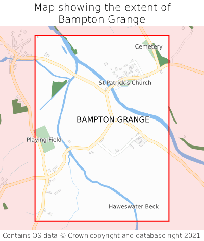 Map showing extent of Bampton Grange as bounding box