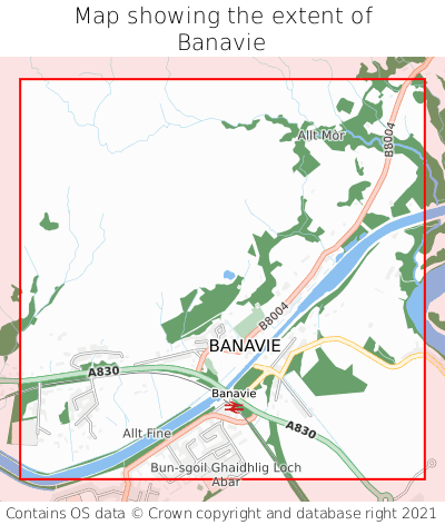 Map showing extent of Banavie as bounding box