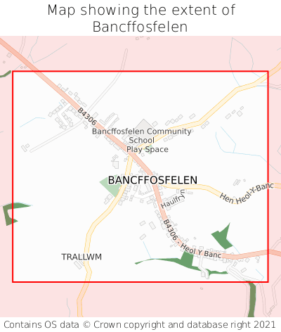 Map showing extent of Bancffosfelen as bounding box