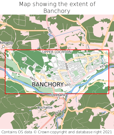 Map showing extent of Banchory as bounding box