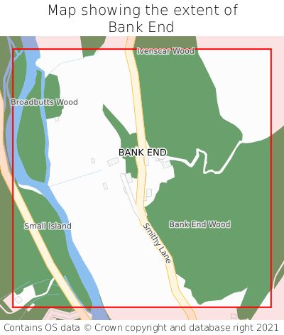 Map showing extent of Bank End as bounding box