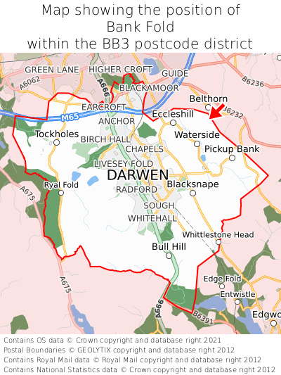 Map showing location of Bank Fold within BB3