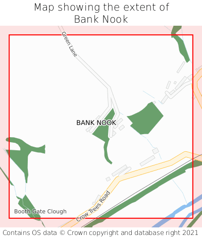 Map showing extent of Bank Nook as bounding box