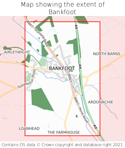 Map showing extent of Bankfoot as bounding box