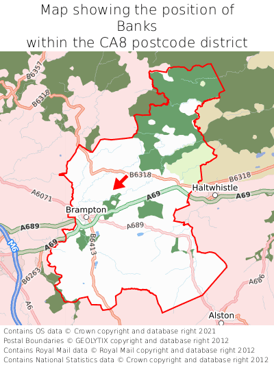 Map showing location of Banks within CA8