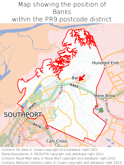 Map showing location of Banks within PR9