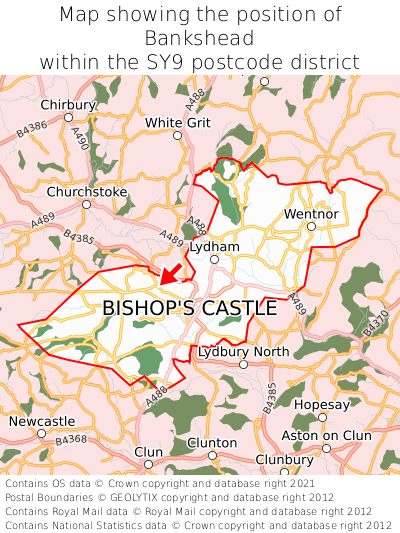 Map showing location of Bankshead within SY9