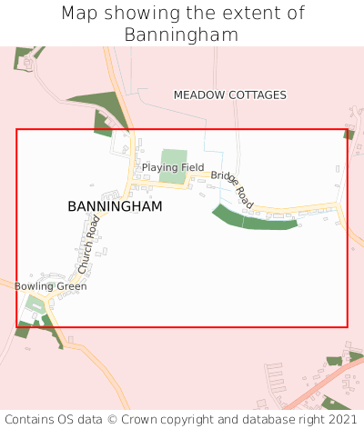 Map showing extent of Banningham as bounding box